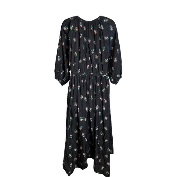 Zaikamoya‎ Women's Black Floral Midi Dress Size L Modest - Picture 2 of 11